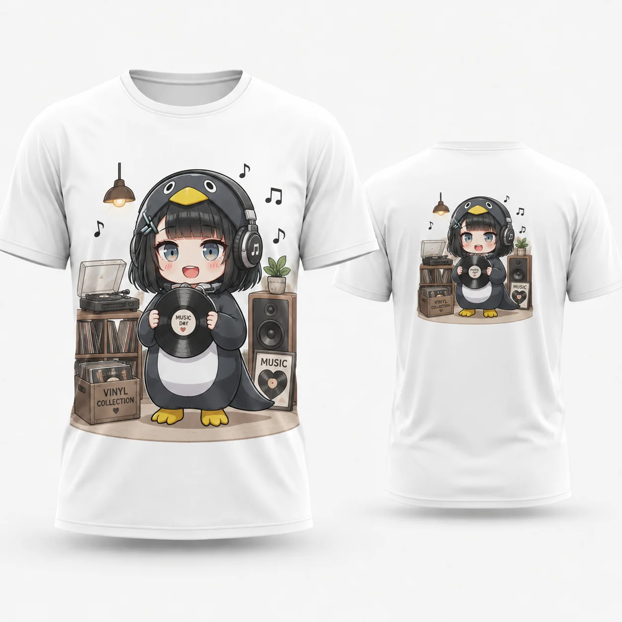 Goo goo gaga Cute Penguin Study T Shirt Kawaii Chibi Anime Girl Homework Laptop Books 3D Print Quick Dry Breathable Summer Top