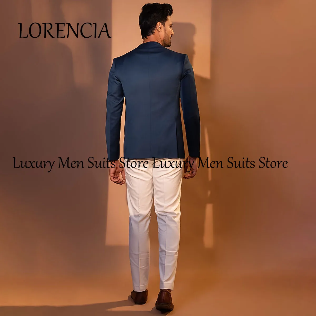 Luxury Formal Beaded Men Suits Shawl Lapel Diamond Groom Wedding Tuxedos Slim Fit 2 Pieces Sets Prom Blazers  Costume Homme