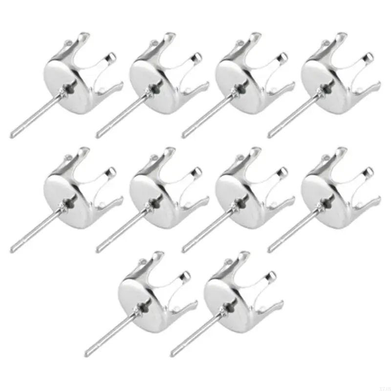 Pack of 10 Stainless Steel Earring Posts Settings for Jewelry Making Craft