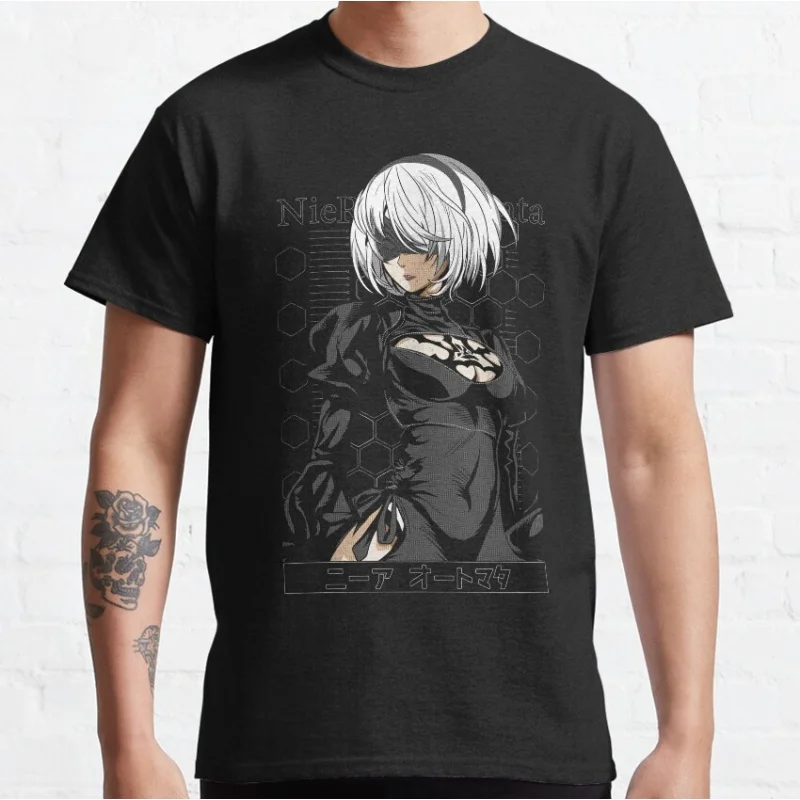 

Nier Automata 2B YoRHa Anime Gift t shirt Kawaii Waifu graphic tee 0614 Cyber Punk Y2K Clothes 100% cotton Large size Tops S-6XL