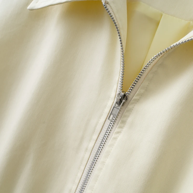 Veste jaune crème pour femmes, manches longues, taille élastique réglable, manteau décontracté, nouvelle dame, vêtements d'extérieur de banlieue, automne hiver 2025