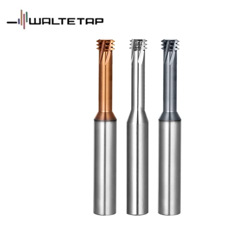 WALTETAP CNC 기계 솔리드 카바이드 3 열 스레드 밀링, 밀 커터, M1 M1.6 M2 M3 M4 M5 M6 M8 M10 M12 M14 M18 