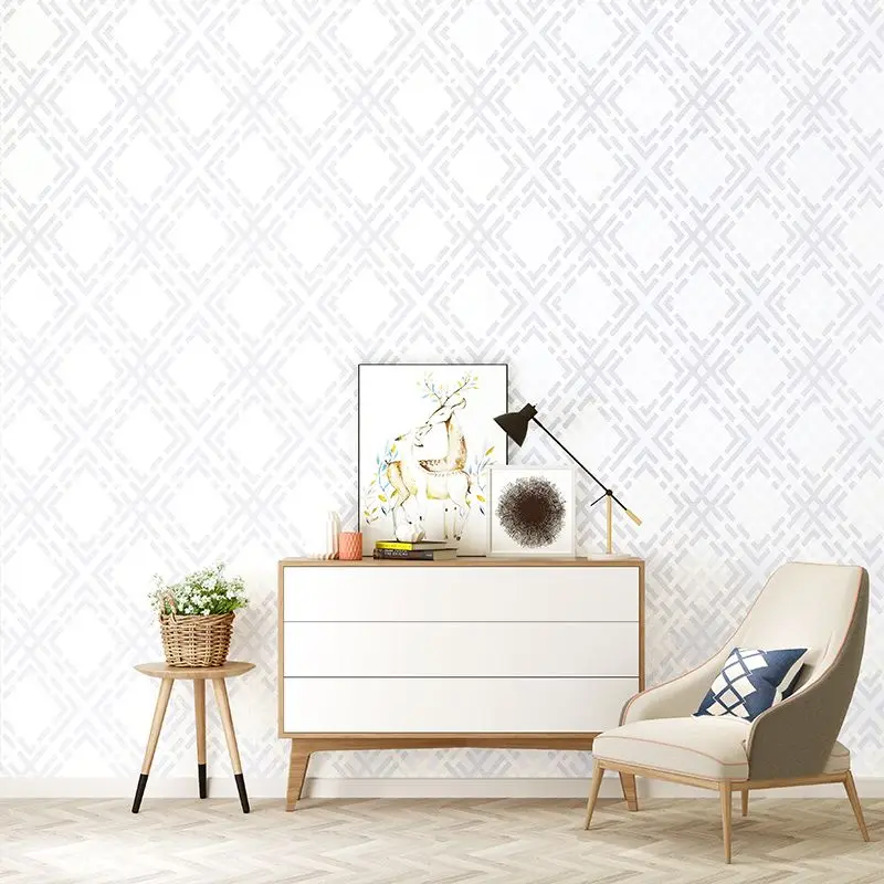 Diamond Wallpaper Living Room Tv Background Wall Mural Bedroom White Geometric Rhombus Wallpaper Red Non-Woven Fabric