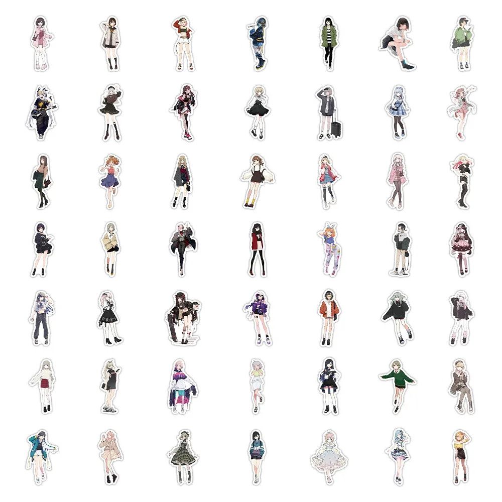 55 قطعة من ملصقات ملابس فتاة الرسوم المتحركة - شارات تصفيف لطيفة لكتب اليدين وحافظات الهاتف وأجهزة الكمبيوتر المحمولة متجر ملصقات BulingBulingStickers