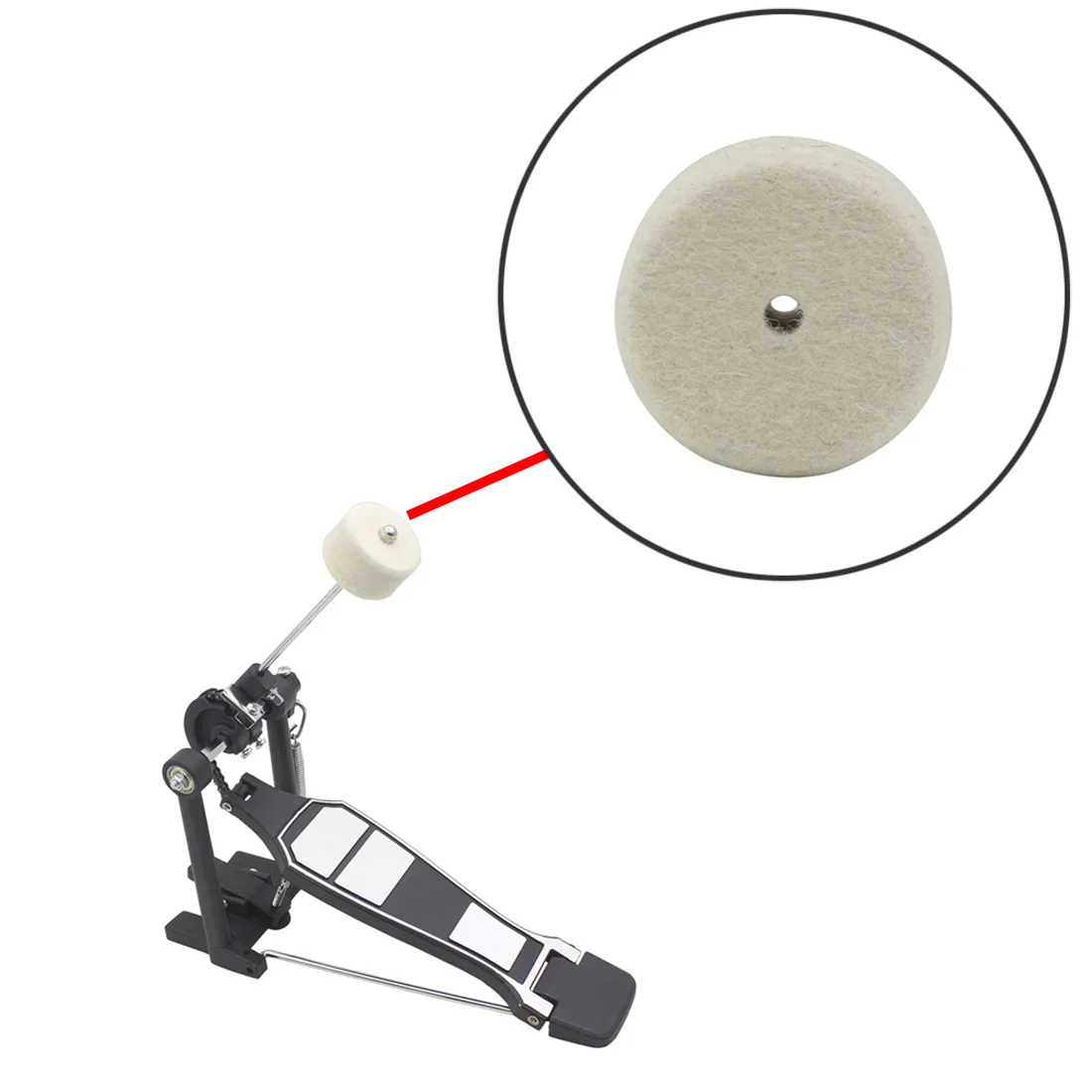 IRIN Wool Felt Pad Bass Jazz Drum Foot Beaters Hammerhead Drum Pedal Mallet Head Replacement Percussion Instrument Accessories