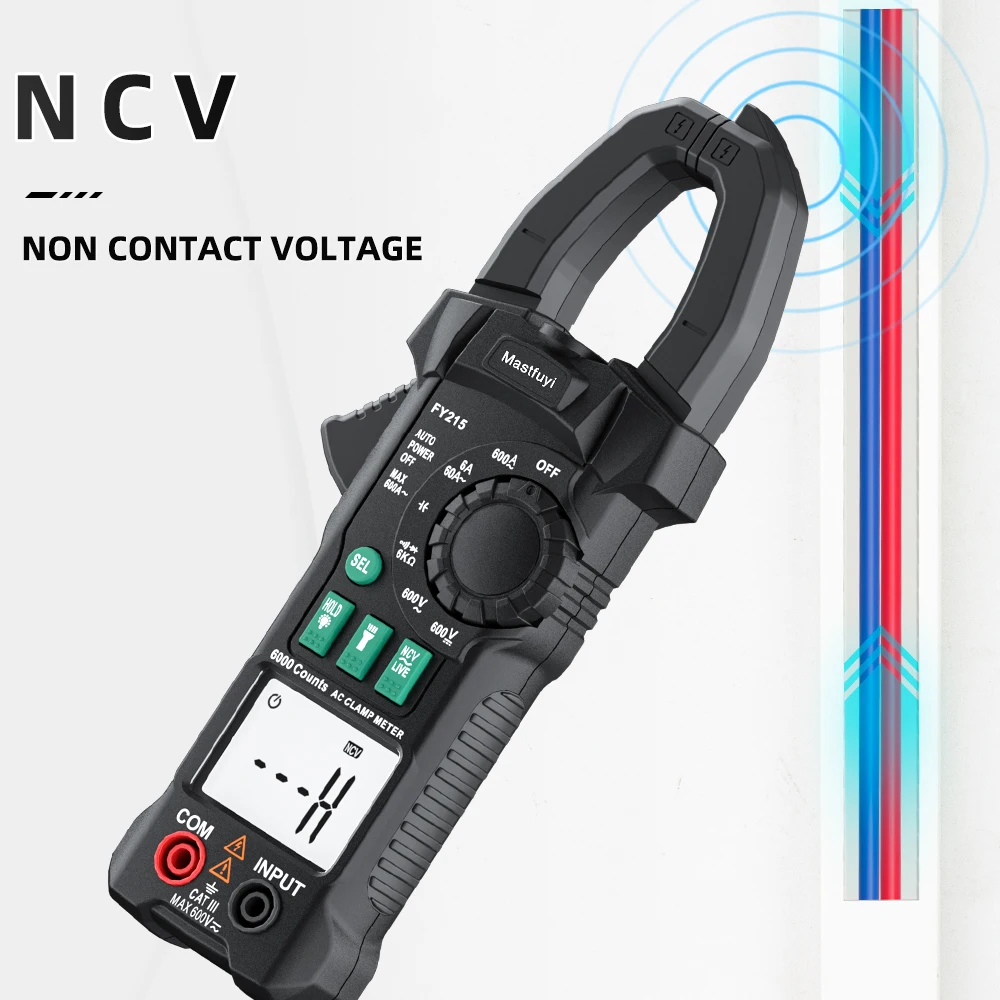 Imagem -04 - Mastfuyi-digital Clamp Meter dc Corrente ac 6000 Contagens Multímetro Amperímetro Tester Tensão Ampère Carro hz Capacitância Ncv Ohm Teste