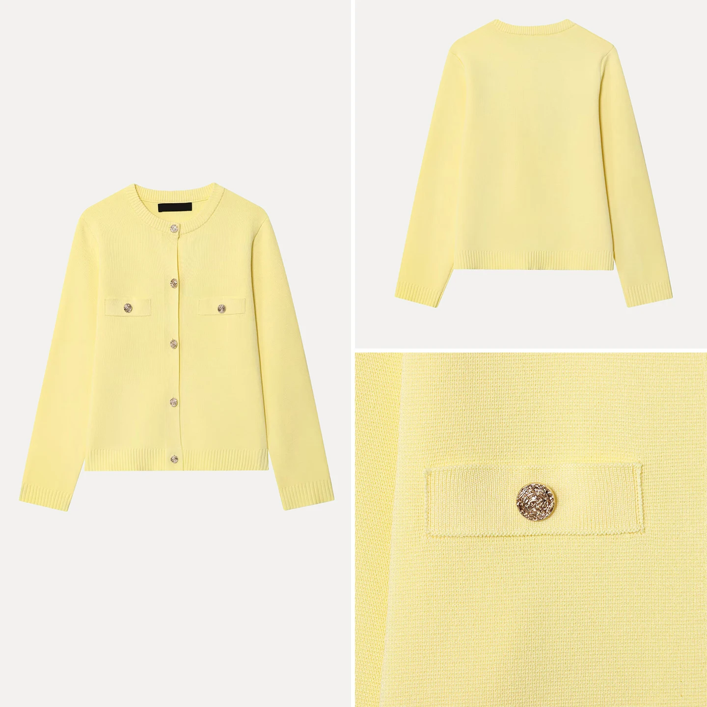 

Faionable Gold Button Knitted Jaet Women's Sle 2025 Autumn New Arrival Versatile Outerwear Ele European Sle Z