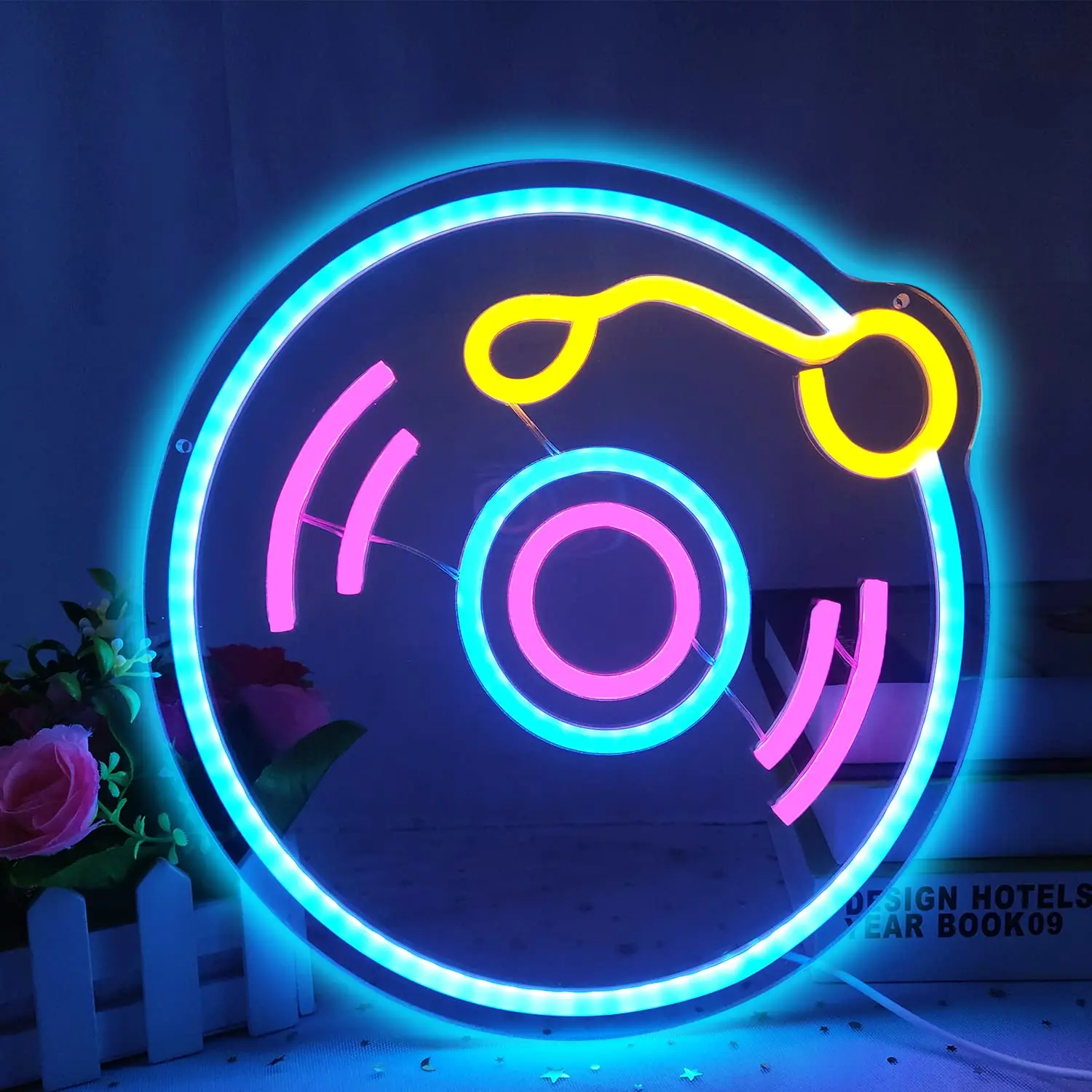 

Record Neon Signs Turntable DJ Bar Dual Color LED Light Recording Room Music Studio Streaming Party Club Podcast Wall Decor Gift