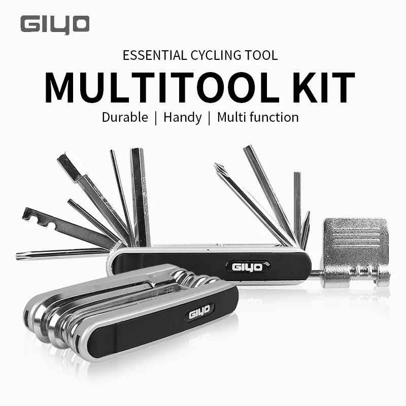 Portable 12-in-1 Cycling Maintenance Multitool, Complete Repair Set with Allen Keys, Spoke Wrench and Tire Lever for MTB