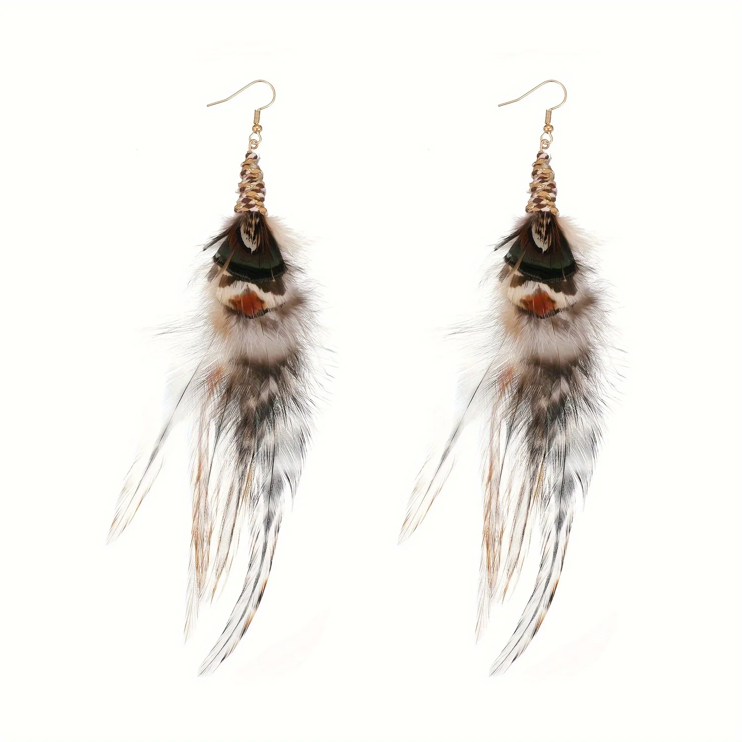 Bohemian Style Bohemian Multicolor Pheasant Feather Ladies and Feather Making Earrings Bohemian Earrings