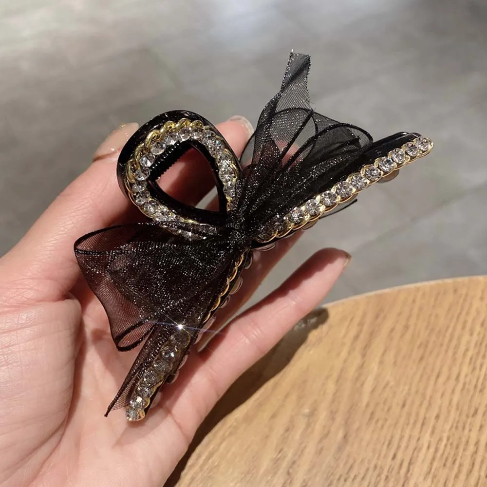 女性の気質ボウノットネット糸韓国ヘアアクセサリー髪爪グラブクリップヘアクリップ