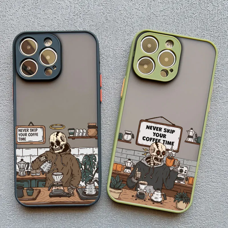 Modische Kaffeetotenkopf Handyhülle für iPhone 17 16 15 14 Pro Max Plus 13 12 11 Mini Pro Max XR XS X Stoßfeste Schutzhülle – Detail 10