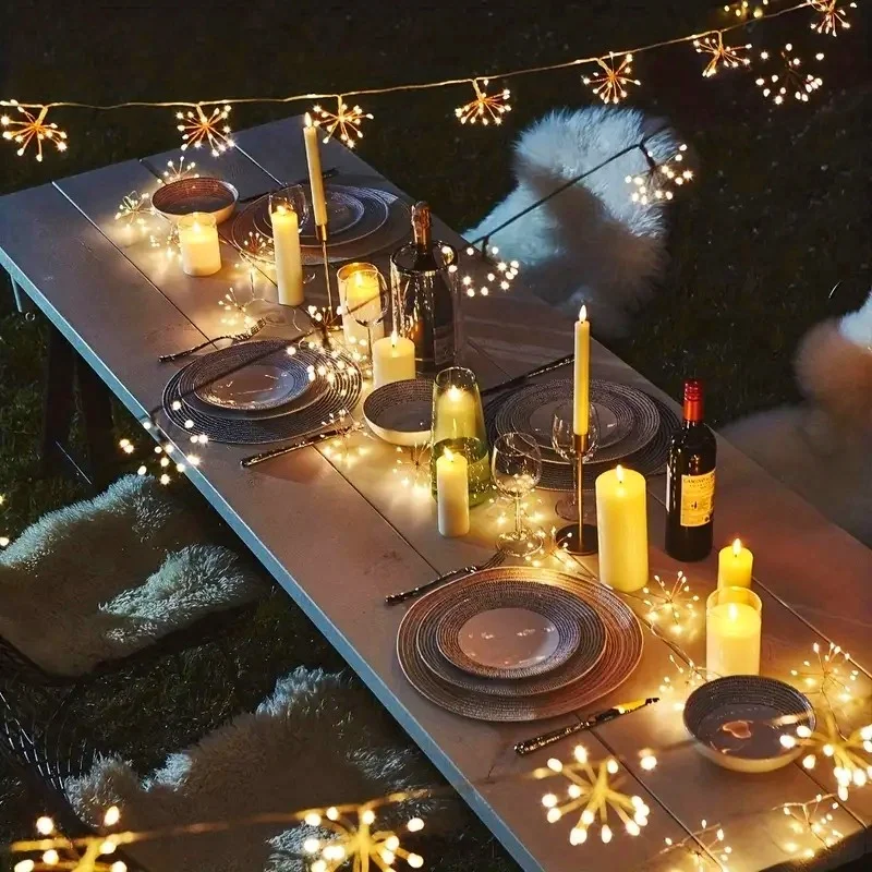 USB Firework Light String LED Garland Fairy Light Burst Star String Lights DIY Flower Decor Light for Christmas Wedding Party
