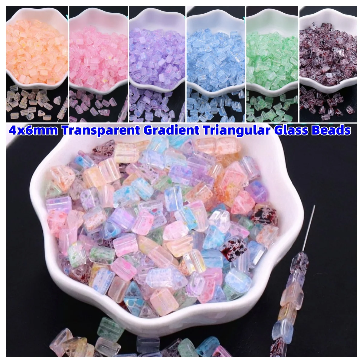 

4x6mm transparent gradient triangular glass beads handmade DIY bracelet necklace bead weaving jewelry material accessories