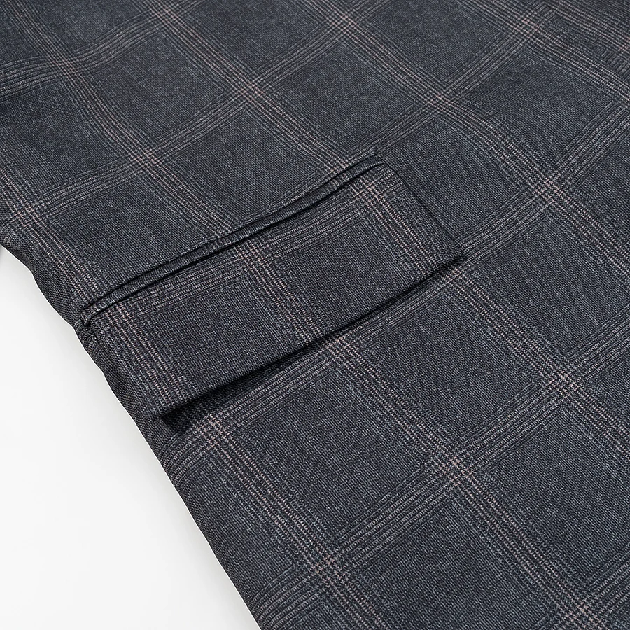 HH Damen Mode Karierter Blazer Mantel Stehkragen Langarm-Jacke 2026 Frühjahrstrend Lässige Büro-Dame Schicke Oberbekleidung – Detail 7
