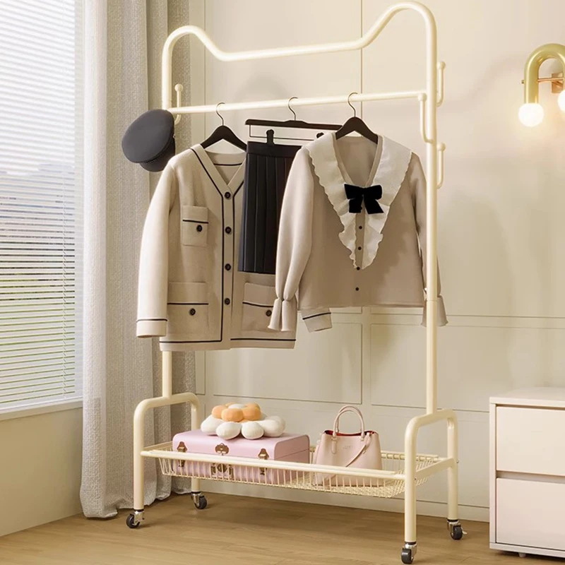 침실 휠 코트 랙 바구니 이동식 조직 선반 가방 옷장 옷 랙 옷걸이 Percheros 정원 가구 세트