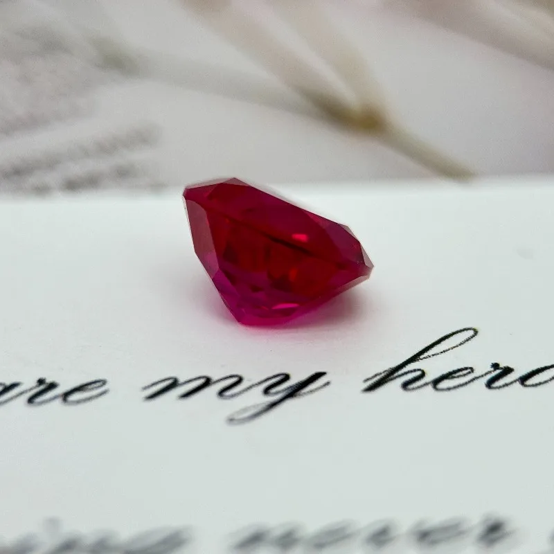 Runder Schliff, im Labor gezüchteter Rubin, rote Farbe, Schmuckstein für DIY-Schmuckherstellung, wählbares Zertifikat, bestanden bei Diamantprüfer – Detail 4
