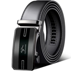 Men's Real Leather Ratchet Dress Casual Belt, Cut to Exact Fit,Elegant Gift