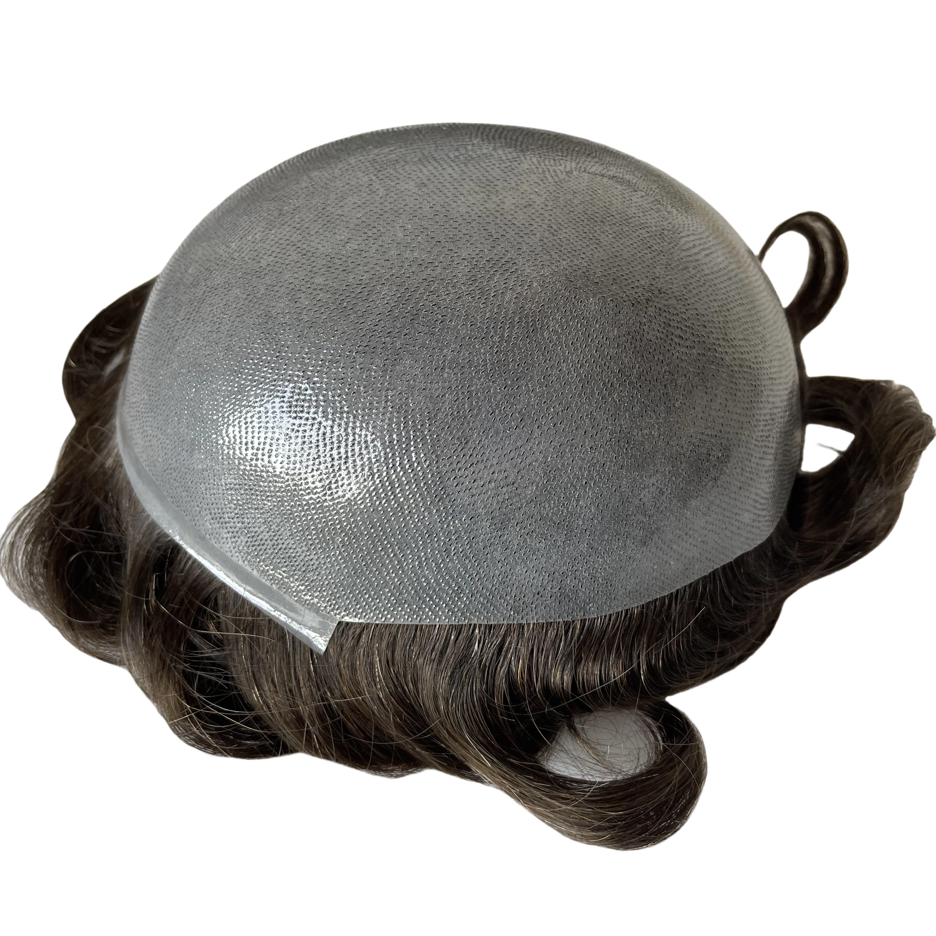 

# 4-цветный парик из натуральных волос с завязками на коже 8x10 дюймов, парик из искусственной кожи для белых мужчин