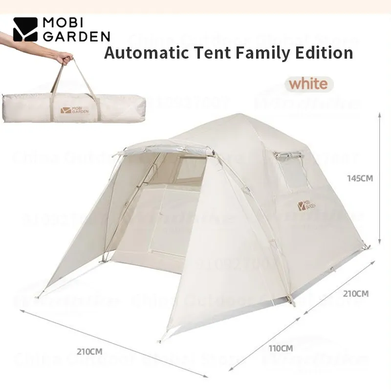 MOBI GARDEN Camping Automatic Tent for Family Kid 3-4 People Outdoor Picnic Speed-Opening Tent Fiberglass Pole Hiking UPF50+