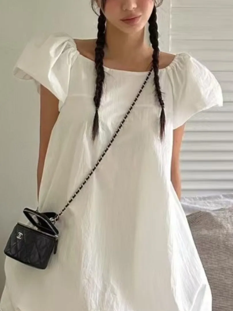 Gonna bianca Bubble Sve Flower Bud Dr Estate da donna Nuova semplice eleganza Gonna ort allentata Pendolarismo Sle Altro materiale