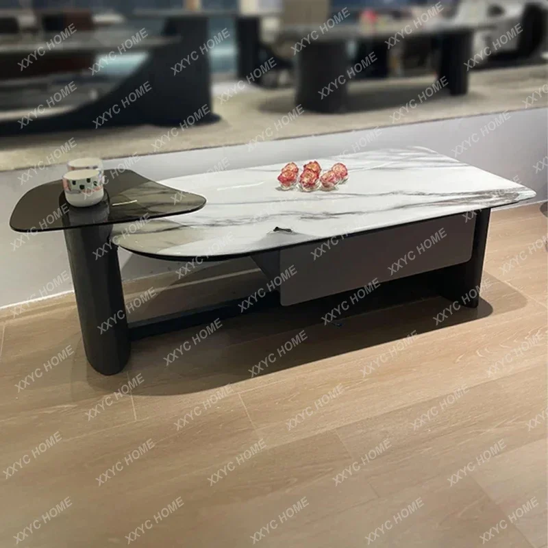 

Y16 Мраморный роскошный каменный журнальный столик для гостиной, бытовой стеклянный светильник, роскошный элитный журнальный столик для маленькой квартиры