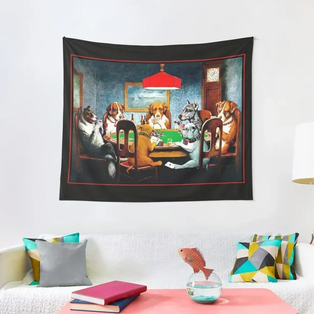 

DOGS PLAYING POKER : Vintage C M Coolidge Print Tapestry Aesthetic Room Decor Korean House Decor Christmas Decoration Tapestry