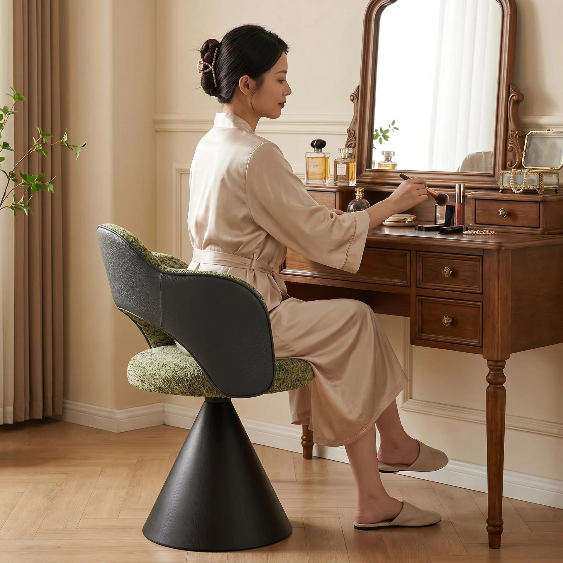 New Chinese-style Printed Cloud-shaped Rotating Chair, Bedroom Dressing, Living Room Reading Studio Atmosphere Casual Single Cha