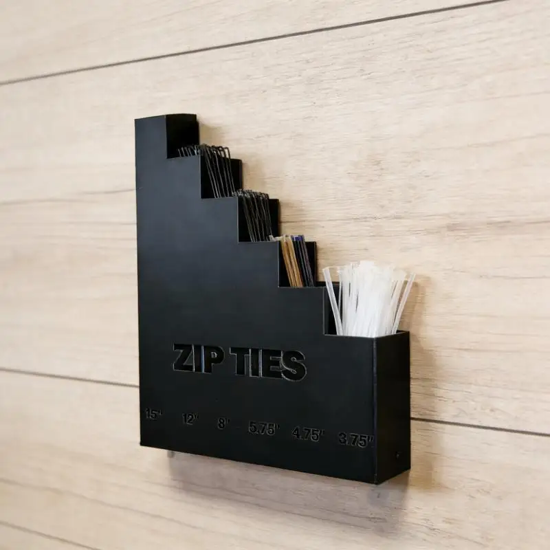 Wall Mounted Zip Tie Organizer With 6 Size Marked Slots For Garage Workshop Workbench Storage