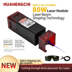 80W Laser Module Head Focal Fixed 450nm Blue Light Module for CNC Laser Engraver Cutting Engraving Marking Machine Wood Tools