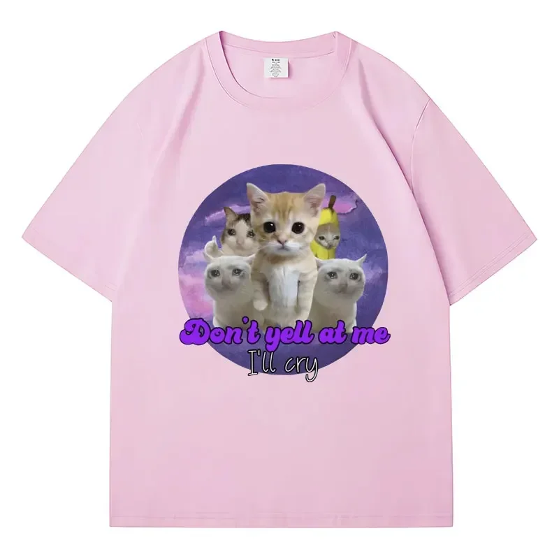 El Gato Meme Triste llorando gato Meme camiseta plátano gato pulgares hasta gato camiseta no me gritar llorar camisetas casuales de gran tamaño El G