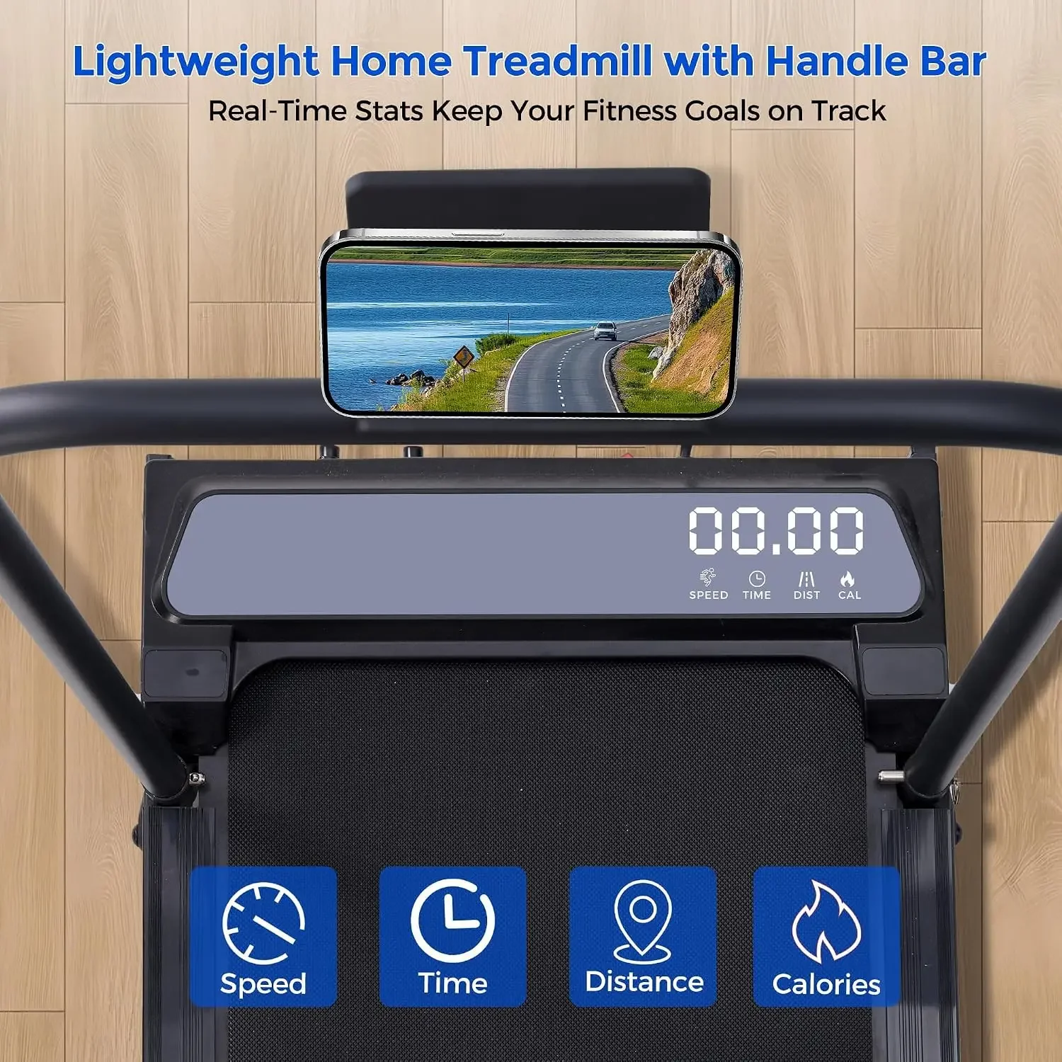 Portable Walking Pad Treadmills for Home with Handle Bar & Incline, 2026 Upgrade Compact Walking Treadmill with Handles, 3.0HP W