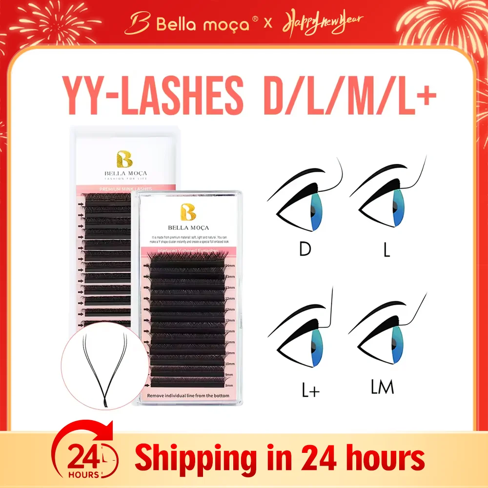 Bella moça Y Lashes Extension L LU(M) L+ D Curl Individual Mink YY Lashes Natural Volume Fan Eyelash Extension