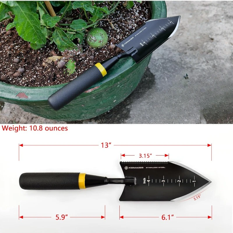 Garden Tool Set - Featuring a Heavy-Duty Stainless Steel Hand Cultivator, Transplant Shovel, Trowel, Crack Weeder, and Dandelion