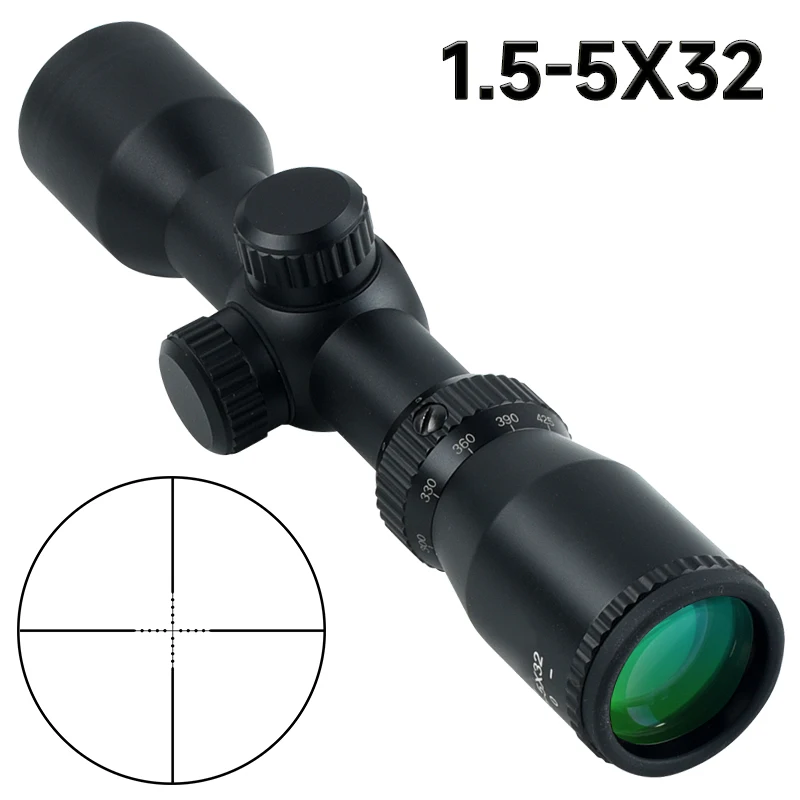 

1.5-5X32 Hunting Riflescope Tactical Airsoft Optical Crosshair Sight Shooting Adjustable Rifle Gun Scope Easy Tracking Sporting