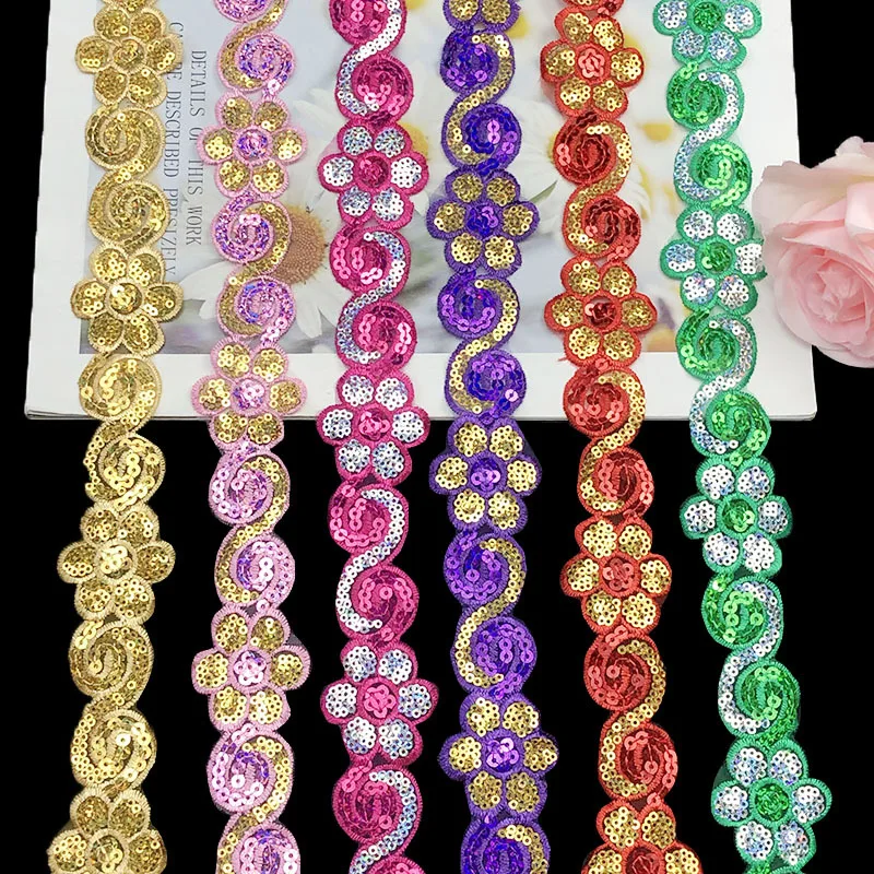 1/3/5 jardów 4CM szerokości błyszczące cekiny koronkowa tapicerka z tkaniny na dekoracje ślubne Handmade DIY Craft koronkowa odzież materiały krawieckie