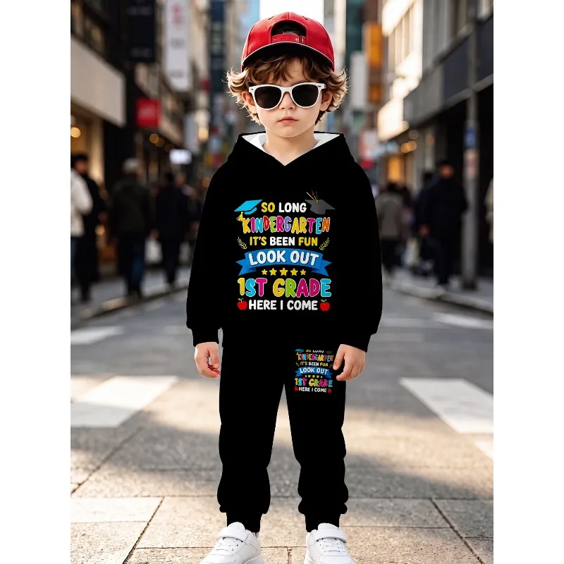 Little Boys 2 Piece Hoodie Jogger Tracksuit Back To School 1st Grade Hooked on Freedom Fishing Halloween Pumpkin Skeleton Outfit
