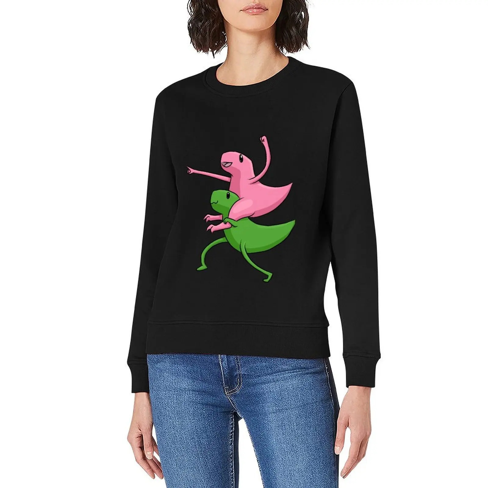 2 dino team up Pullover autumn korean autumn clothes graphic t shirts men aesthetic clothing sweatshirt men