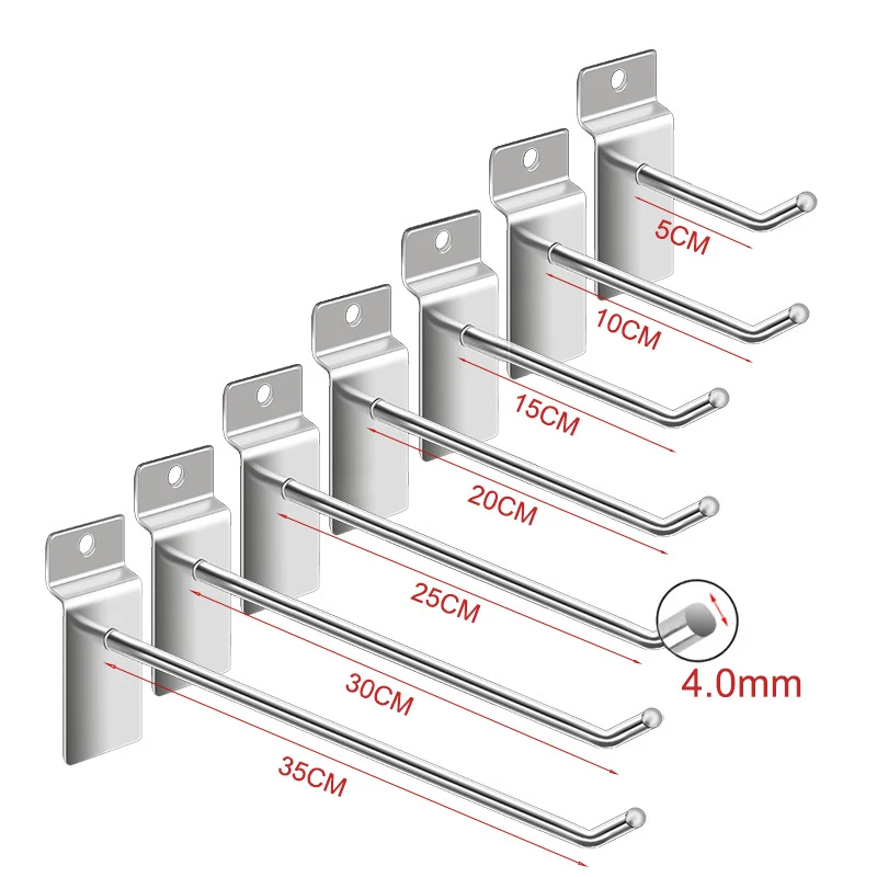 30 PCS Slatwall Hooks Display Hook 4/6/8 Inch Slatwall Accessories Slat Wall Shelf Brackets Slat Hanging Tool