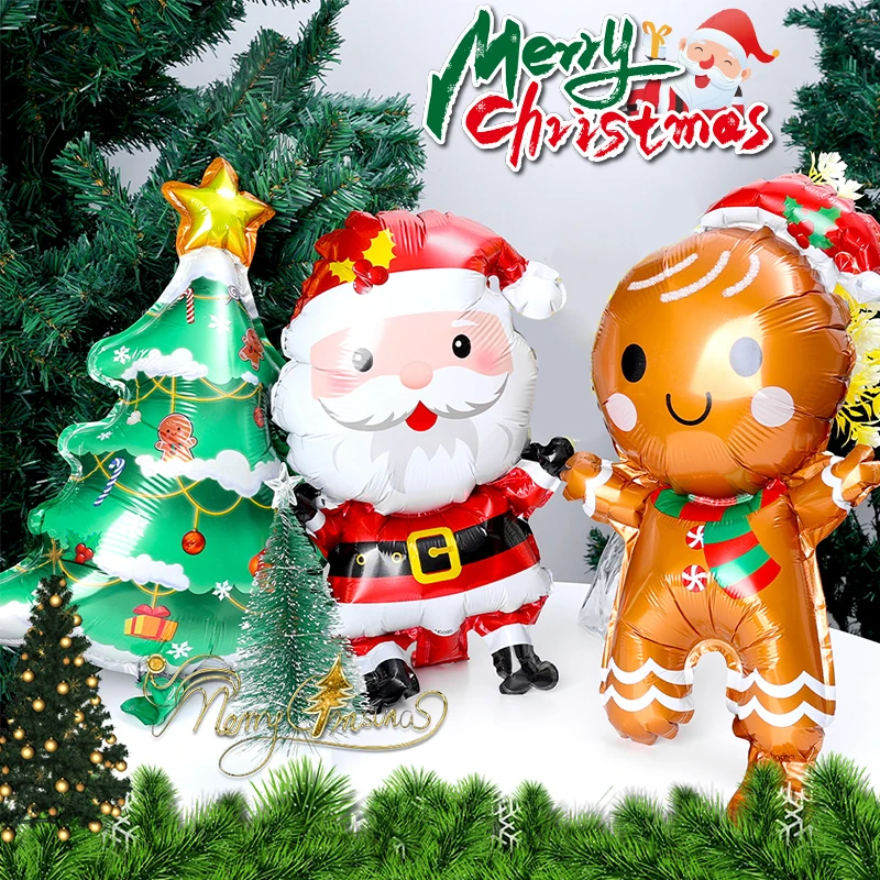 5/1Pcs Christmas Aluminum Film Balloon Santa Claus Gingerbread Man Xmas Tree Foil Balloon Birthday Party Holiday New Year Decors