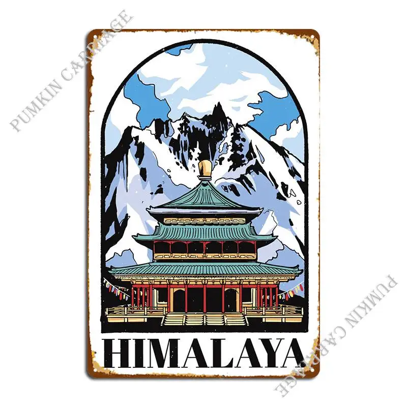 Himalaya Temple Mountains Metal Plaque Poster Pub Mural Home Design Living Room Tin Sign Poster