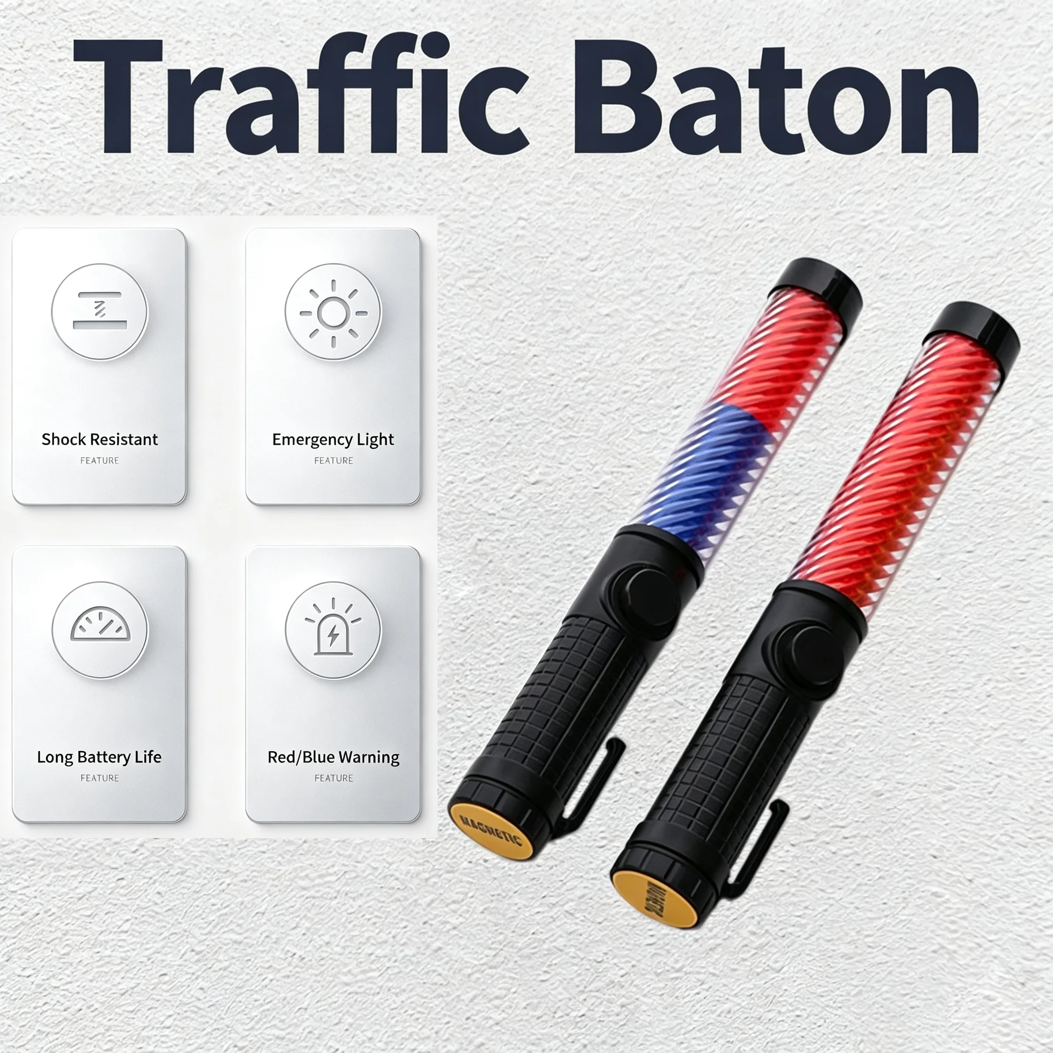 29cm Traffic Light Baton Concert Light Stick Side Clip Design Signal Traffic Wand LED Warning Lamp 3 Flashing Modes