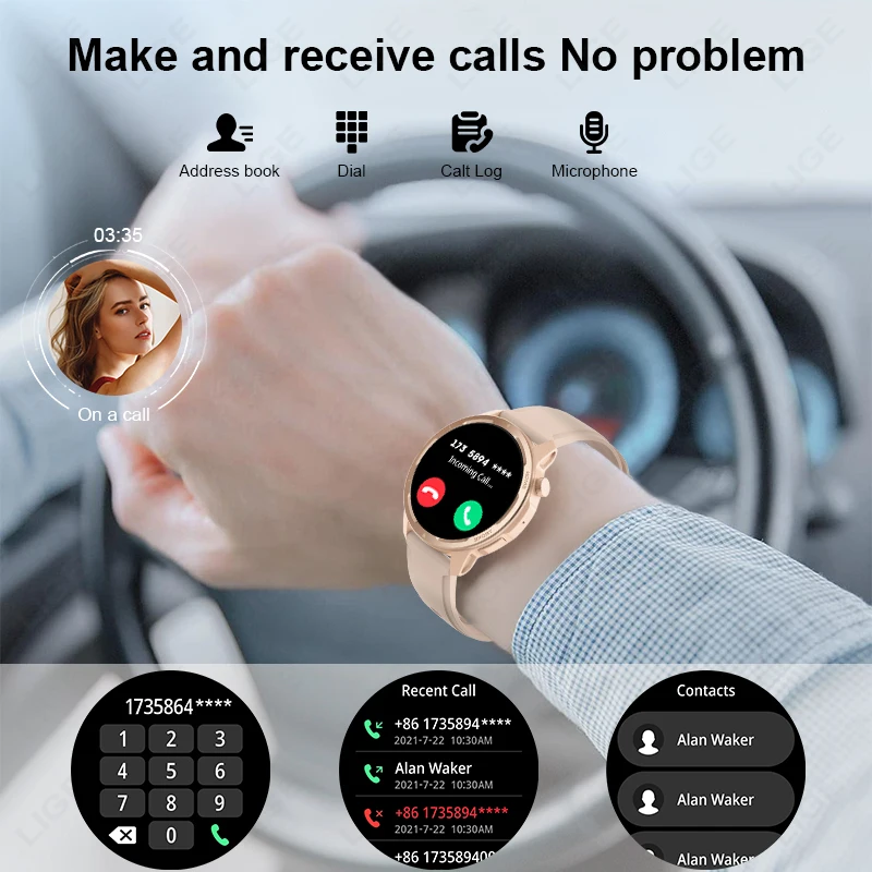 LIGE Bluetooth Call Smart Watch For Men Women 1.39