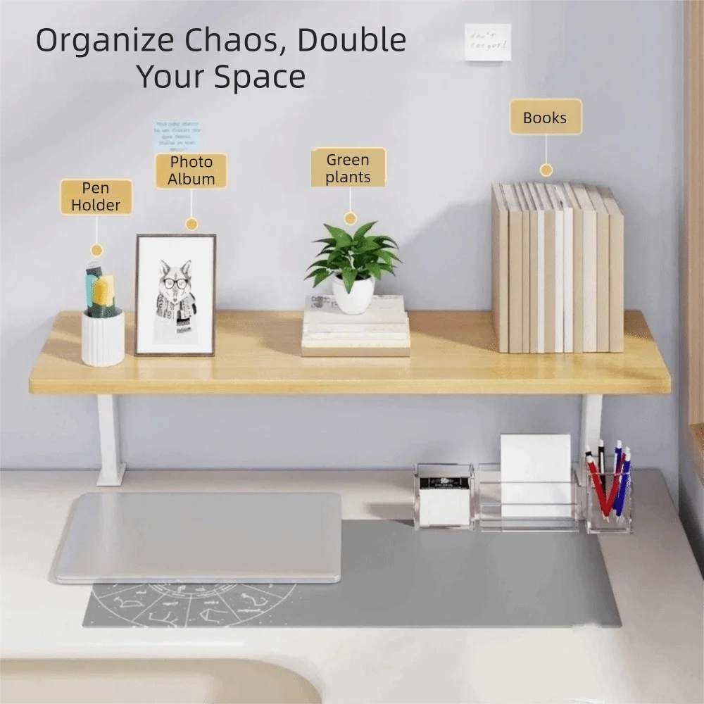 No Drilling Clamp Desk Organizer Easy To Assemble Adjustable Clip‑on Table Storage Shelf Space Saving Stable Desktop Riser Shelf