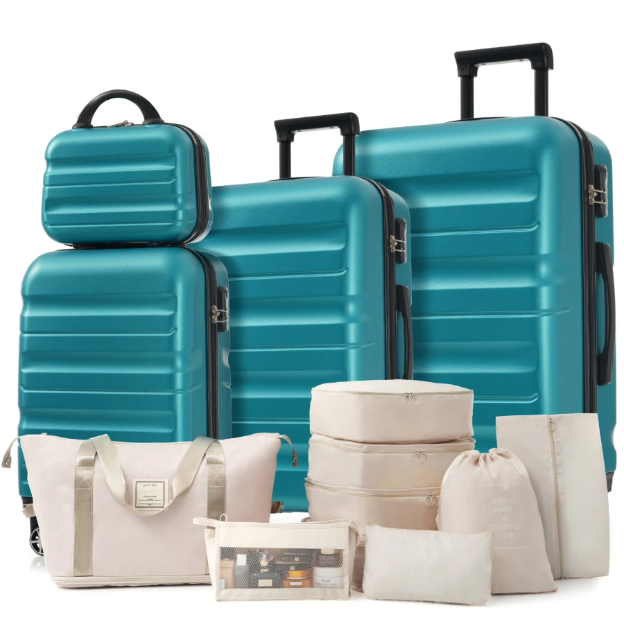

Hardshell ABS Luggage Set for Travel Business - Black, Lightweight Durable with Dual Spinner Wheels, Carry-On Check-In Sizes