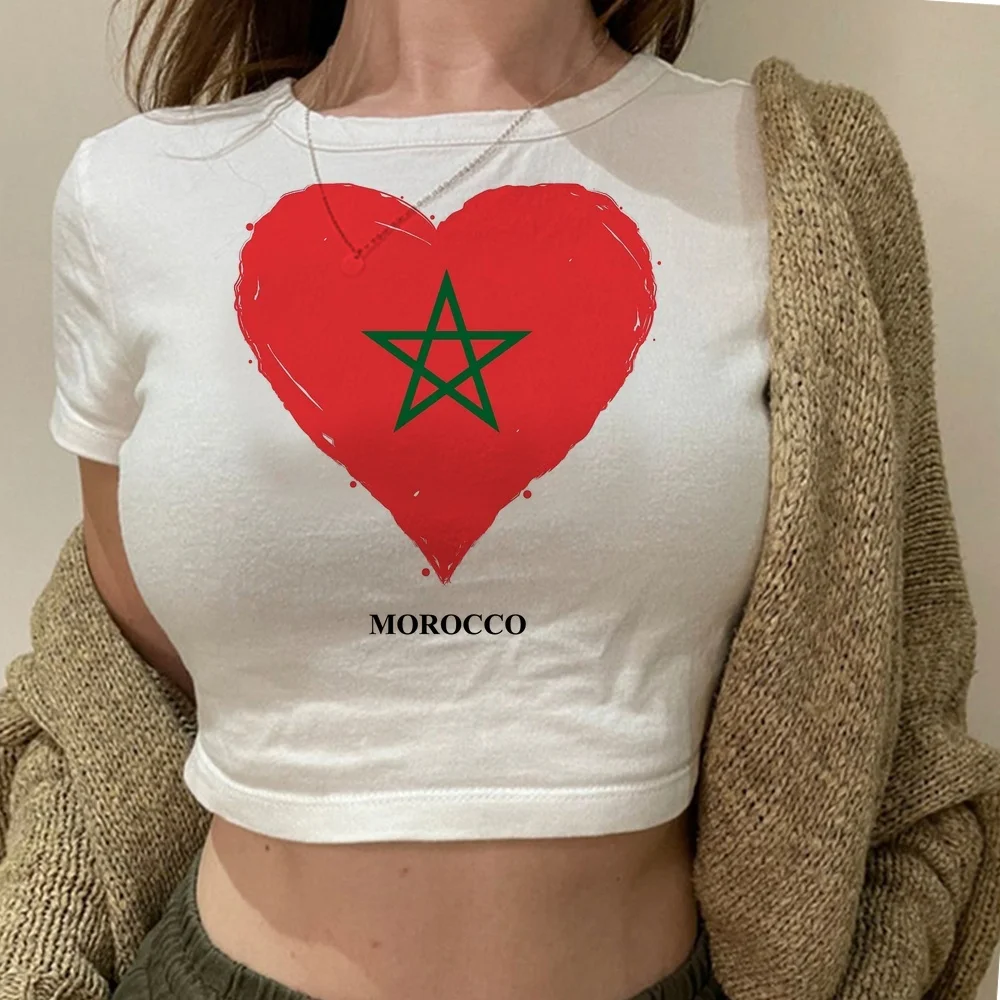 Maroc Morocco crop top girl gothic alternative  vintage manga 2000s top tees gothic grunge summer cutecore