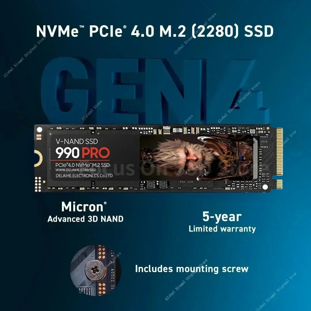 내장형 솔리드 스테이트 드라이브 HDD 하드 디스크, PS5 데스크탑 PC 노트북용 SSD M2 Nvme M.2 2280 PCIe 4.0X4 990 PRO 4TB 2TB 1TB, 8TB, 신제품