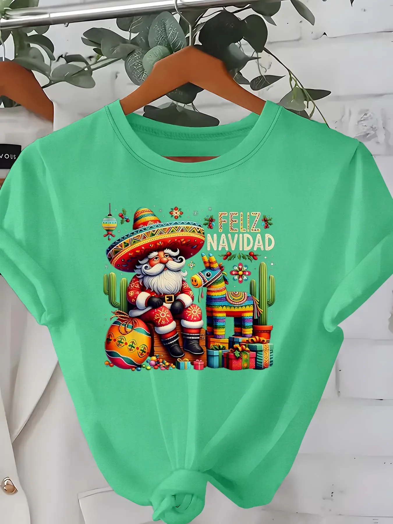

Plus Size Stylish Santa With Sombrero Donkey Cactus Design Fashion Outfit