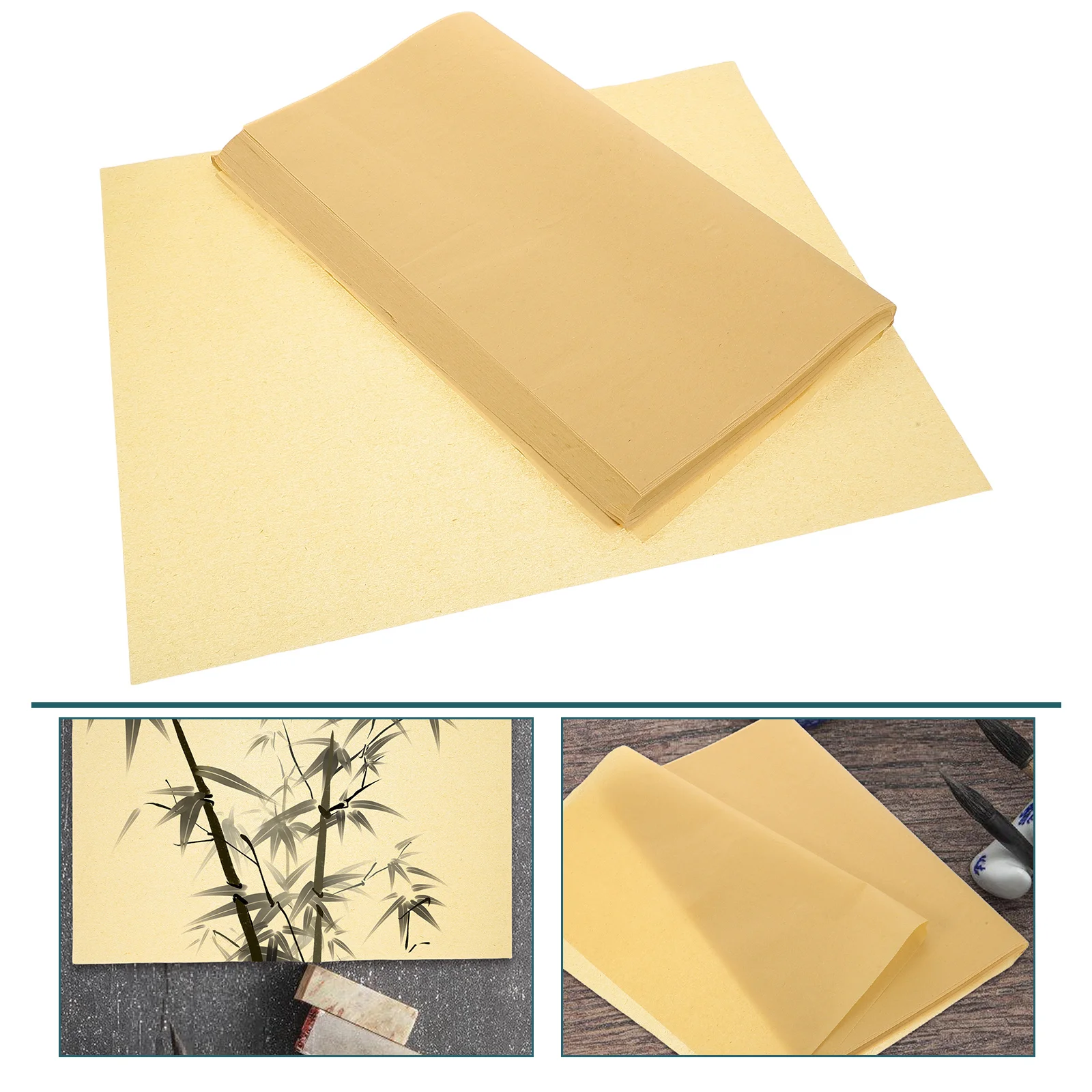 

140pcs Chinese Xuan Thickened Calligraphy Rice For Brush Ink Writing Semiraw Semiripe Practice Sheets Natural Edges Painting