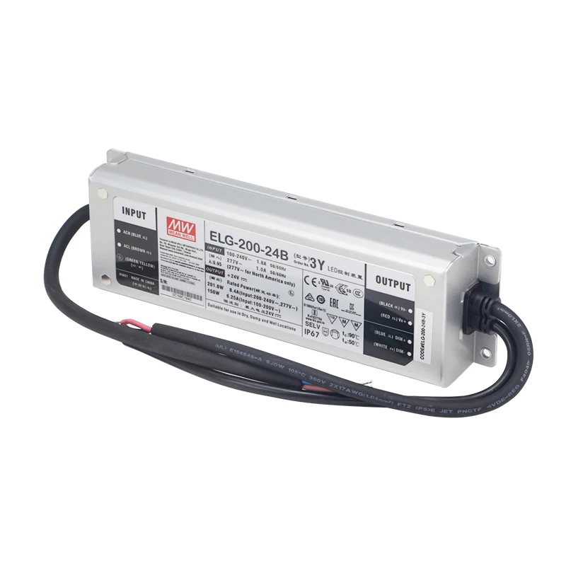 Dimmable LED Driver para LED Strip, ELG-200-12, Dimmable Power Supply, Meanwell, 12V DC Output